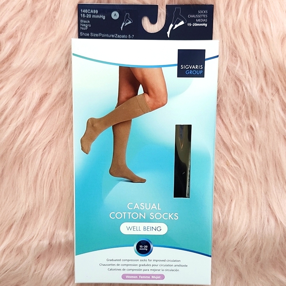 Brand New SIGVARIS CASUAL COTTON GRADUATED COMPRESSION SOCKS-A